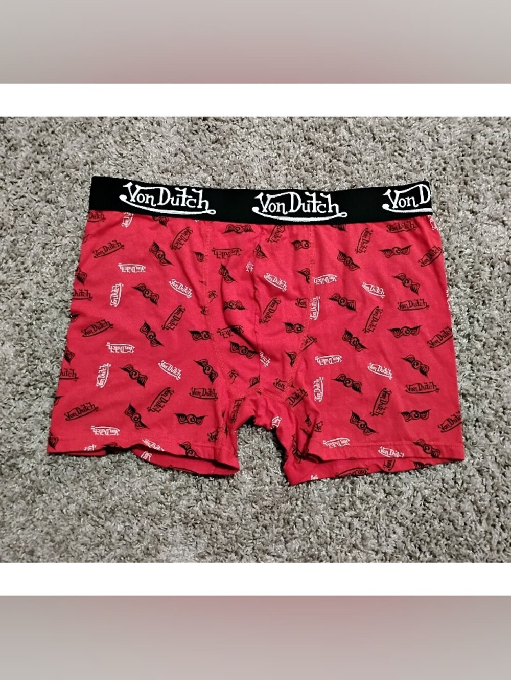 Von Dutch Mens Red All-Over Logo Boxer Briefs
